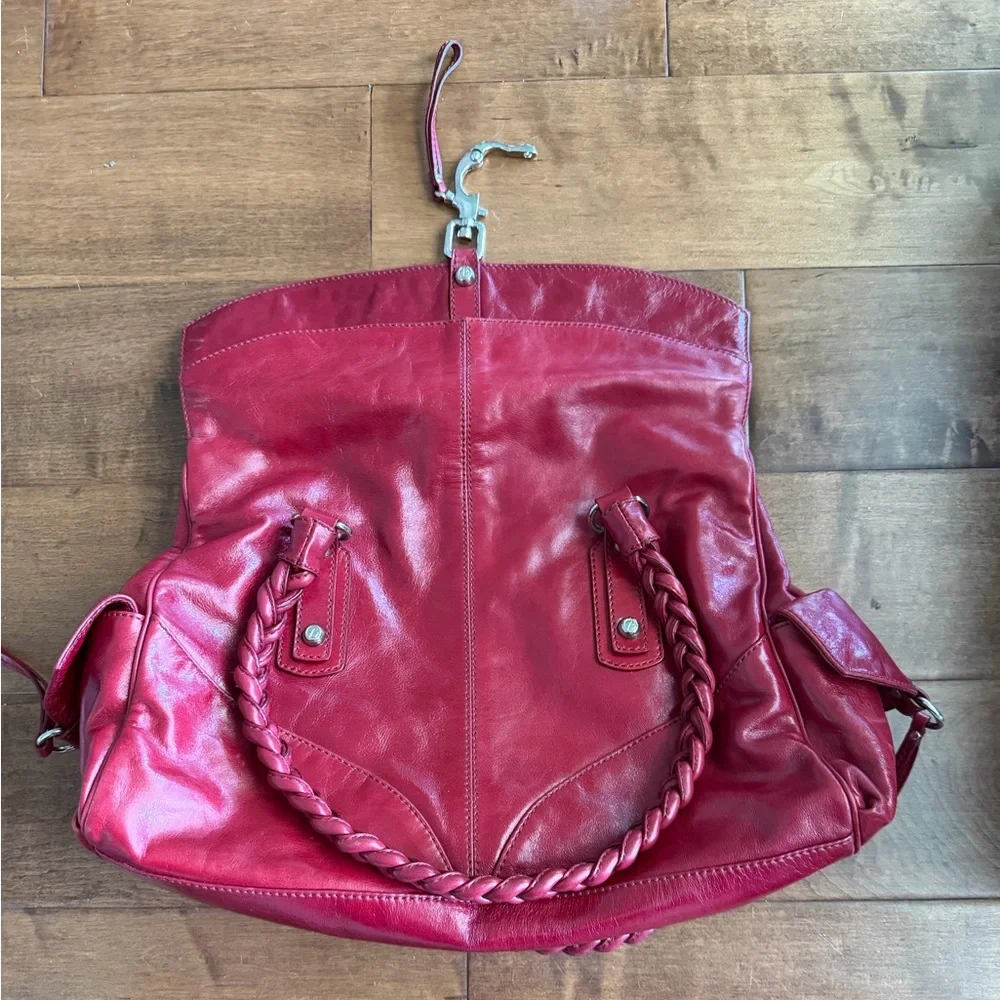 Francesco Biasia Red Leather Handbag Satchel Purse: MINT condition 💄👠 - Picture 8 of 9